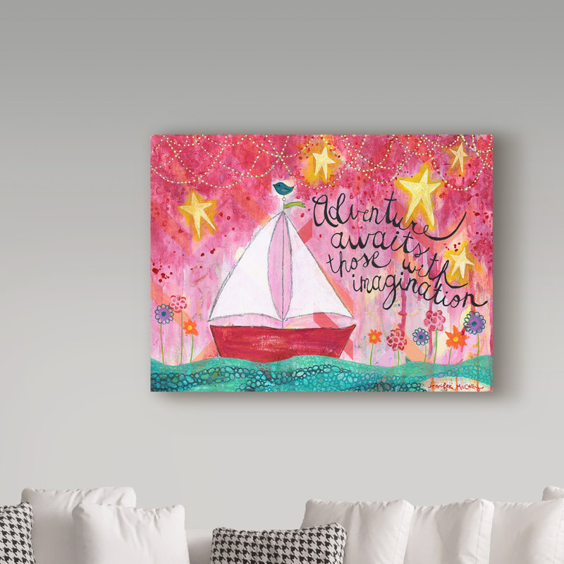 Art sur toile Huso «Adventure Awaits - Voilier», H 35 po x l 47 po x P 2 po