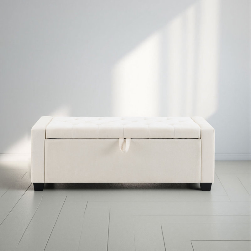 48"W Upholstered Storage Bench,Entryway Bench,Ottoman,Bed end bench, Beige
