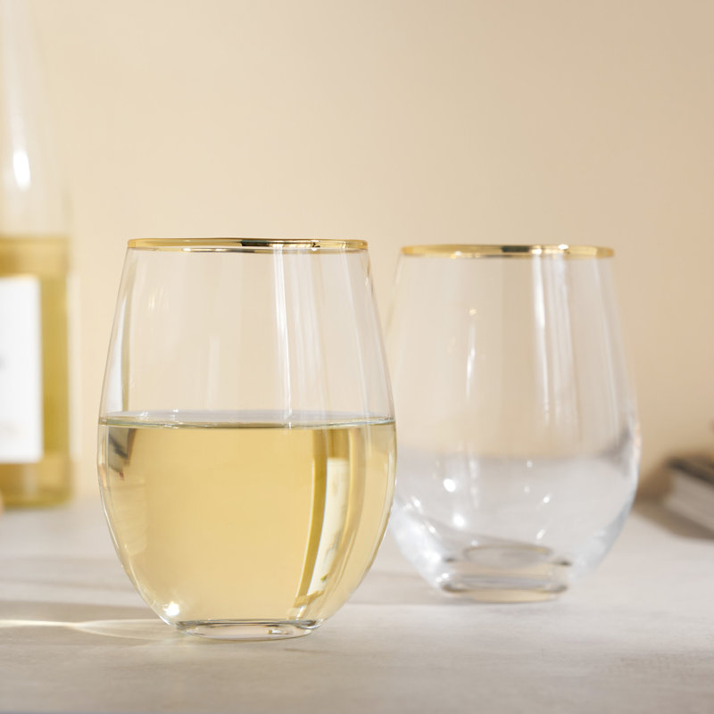 Gilded Stemless Wine Glasses