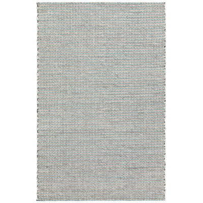 Tapis rayé bleu sarcelle / noir en laine tissée à la main