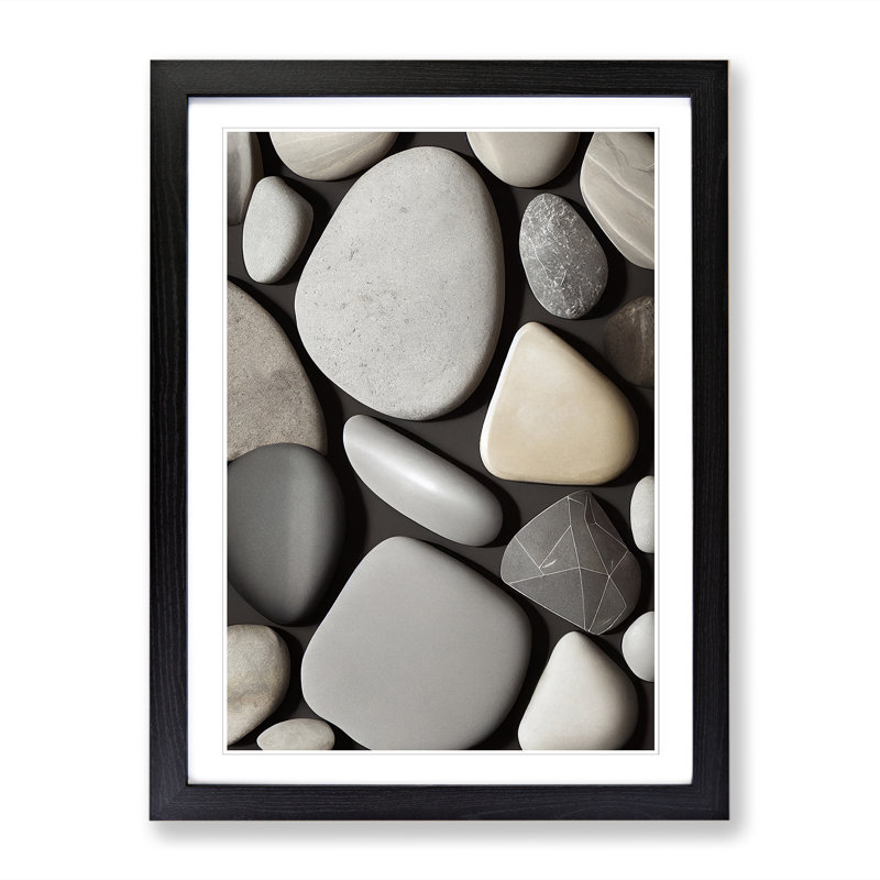 Pebbles Vol.2 - Single Picture Frame Print, 64cm H x 46cm W x 2cm D, Black