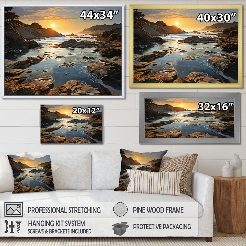 «Beach Photo Surf», reproduction sur toile encadrée, H 16 po x l 32 po x P 1 po, Cadre simple noir