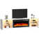 Jutin TV Stand for TVs up to 80" with Electric Fireplace Included