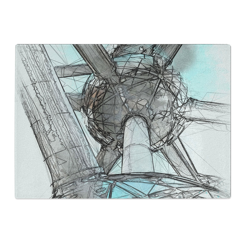 Atomium in Brussels Vol.2 Sketch Chopping Board, 0.4cm H x 28.5cm W x 39cm L