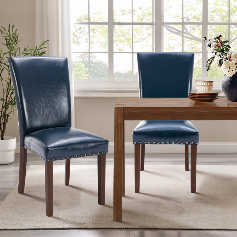 Darren-Lee PU Leather Upholstered Dining Side Chair, Blue