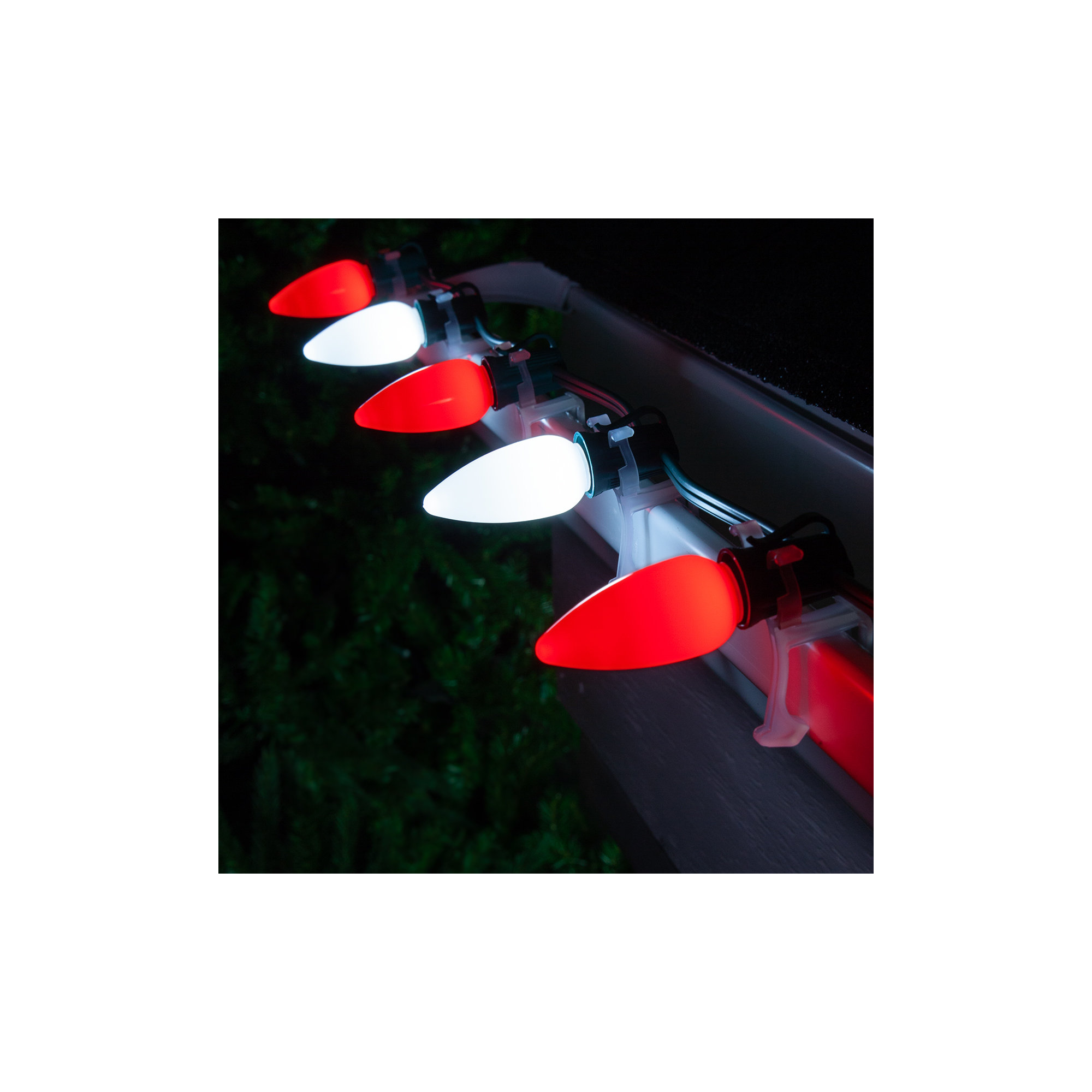 Shatterproof Smooth C9 OptiCore LED Christmas String Lights, Red/Cool White, 50