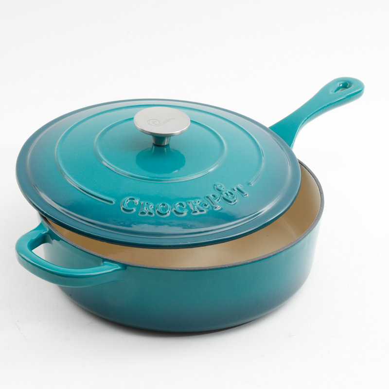Braisière ovale en fonte 3,5 pintes avec couvercle, Bleu sarcelle-ombrée