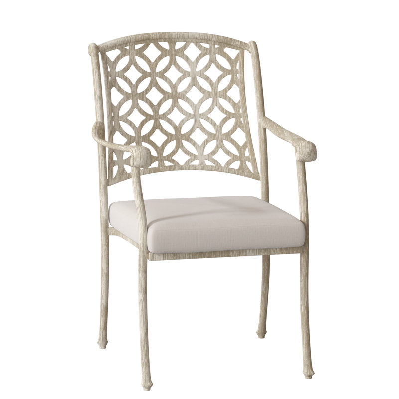 Casa Outdoor Dining Armchair, Weathered White, Canvas Bird's Eye Sunbrella® Canvas