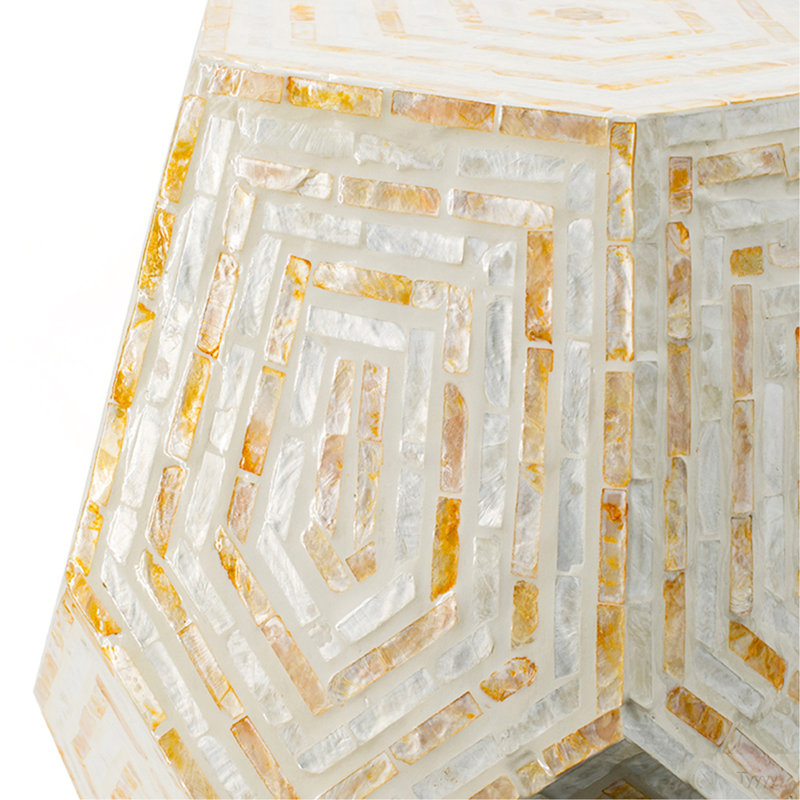 Tabouret 18 x 18 x 21 po Capiz, crème / jaune