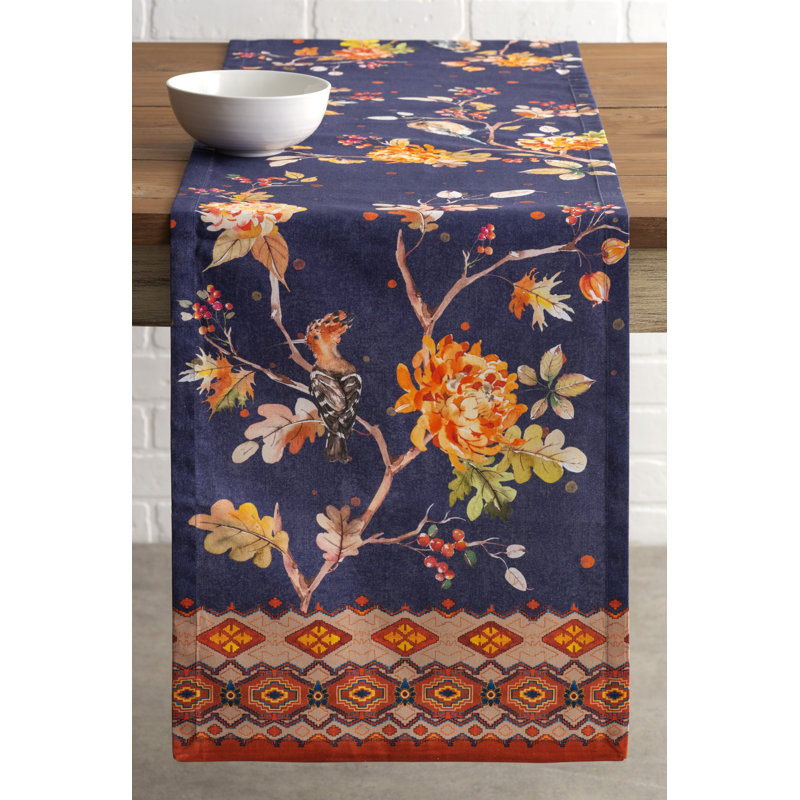 Floral 100% Cotton Table Runner, 72" x 14.5"