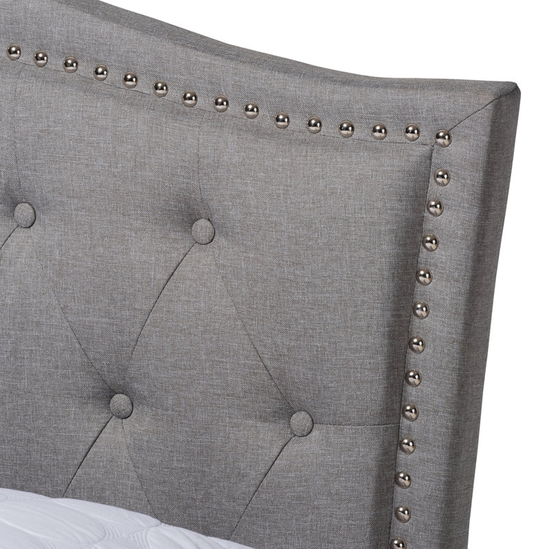 Lit plateforme tapissier touffeté, Anthracite, Grand