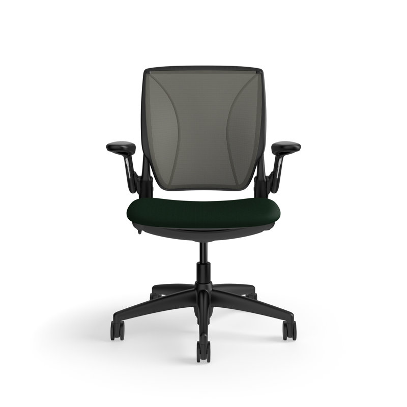 World LM, Ergonomic Task Chair with Caraway Backrest, and Corde 4 Upholstered Seat, Grey/Grey, Black