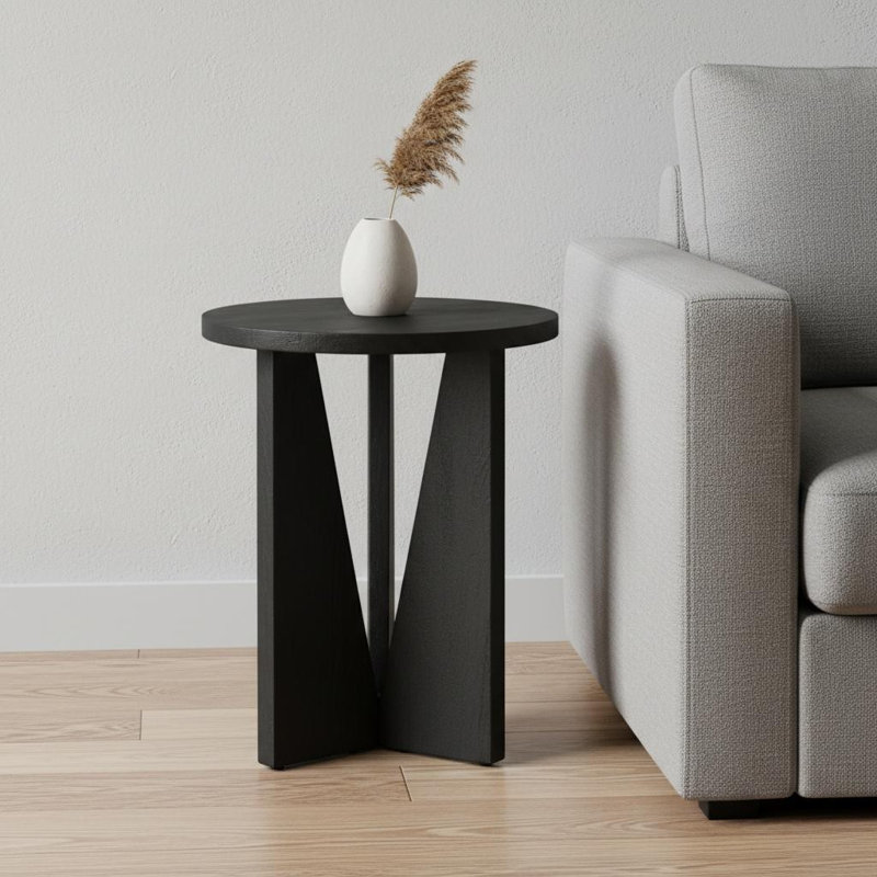 Table 18 po en bois massif noir et plateau