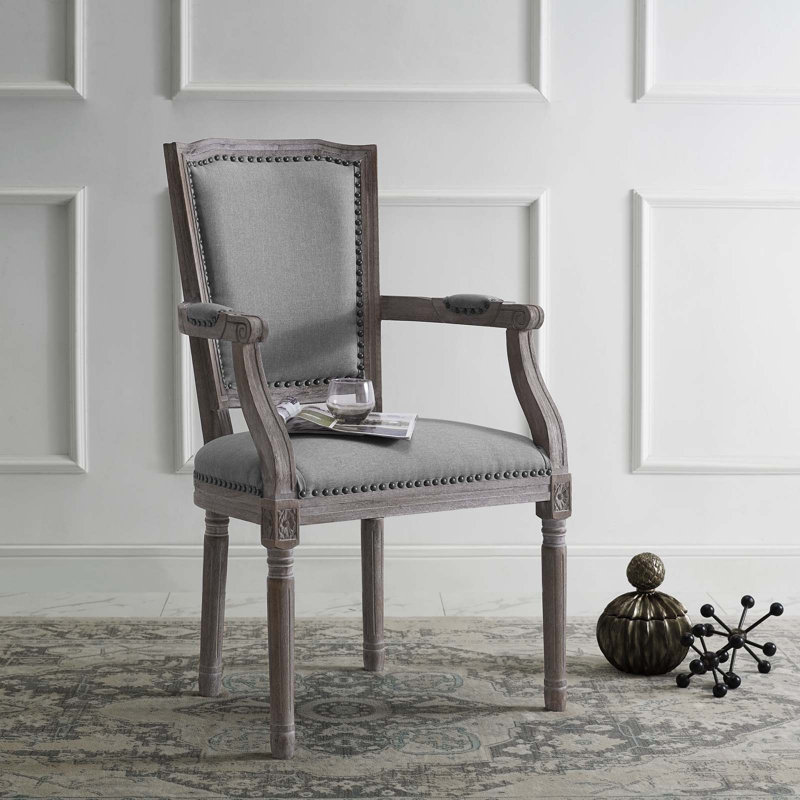 Fauteuil de salle à manger Penchant, Velours gris pâle