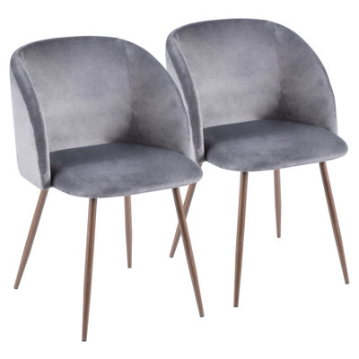 Chaise de salle à manger / d'appoint contemporaine en noyer avec velours gris Fran par Lumisource - ensemble de 2