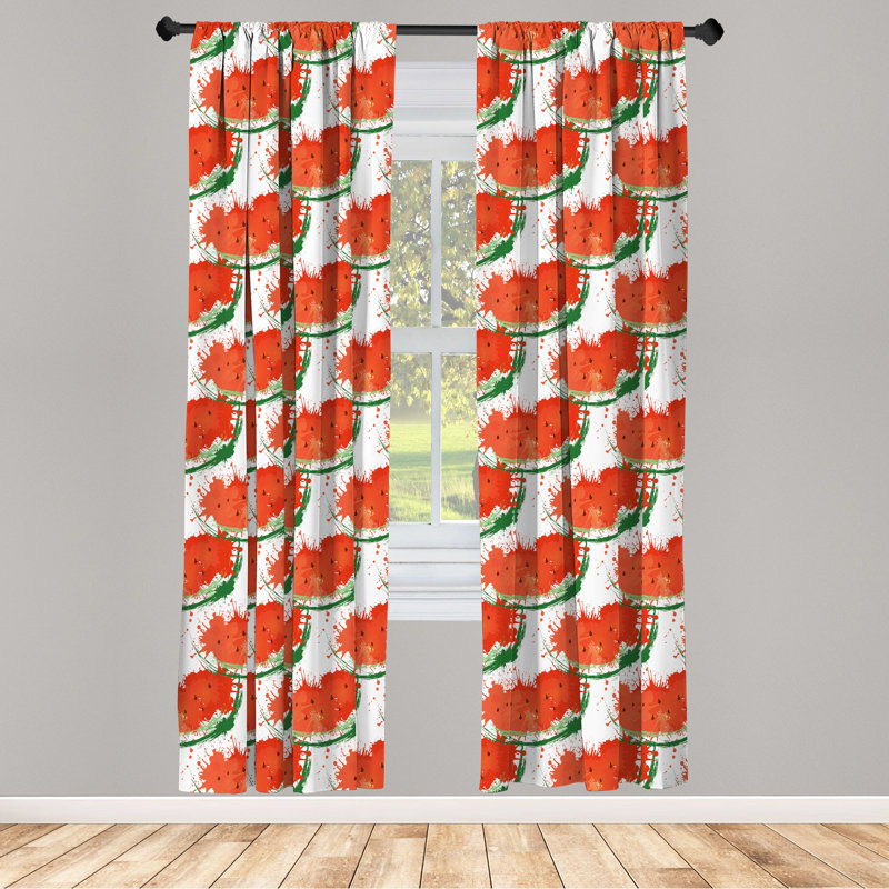 Paire de rideaux semi-transparents avec passe-tringle Watermelon, 28 po x 95 po