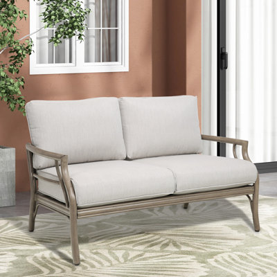 Lamando Outdoor Aluminum Loveseat With Olefin Cushions
