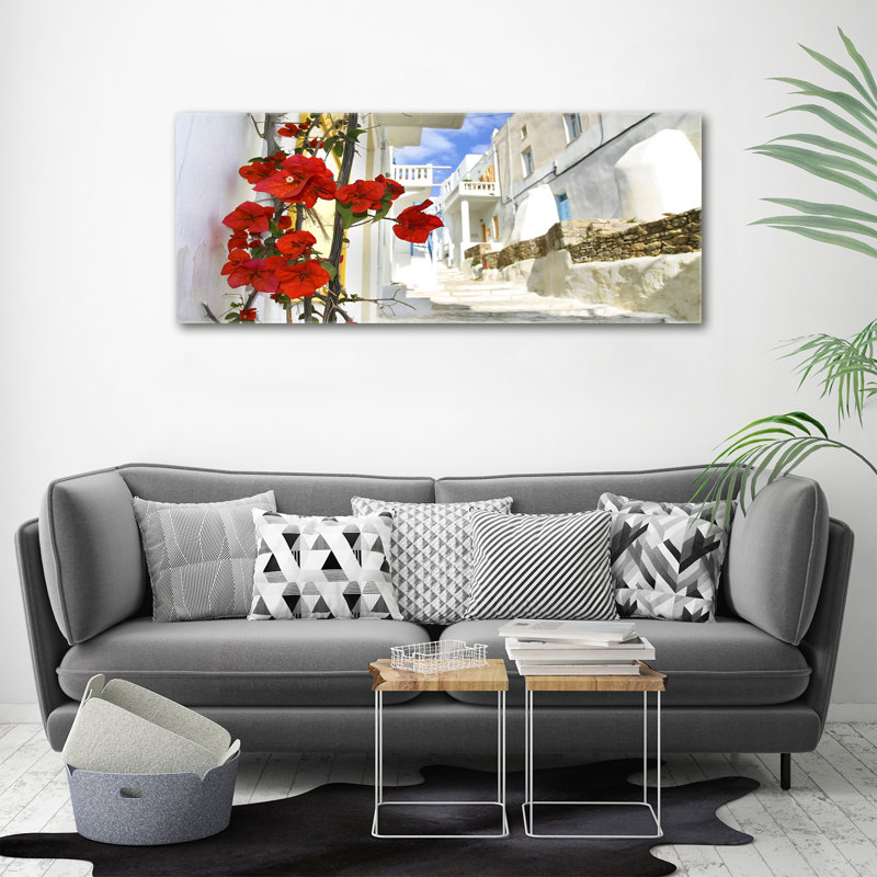 Mykonos Greece - No Frame Print on Glass, 50cm H x 125cm W x 2cm D, Canvas