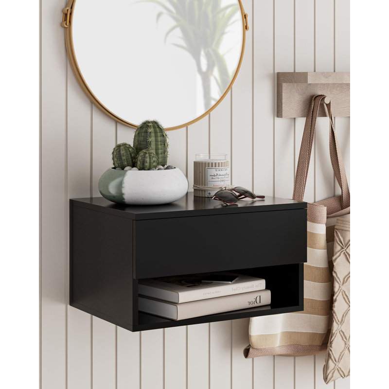 Floating Bedside Table, Black