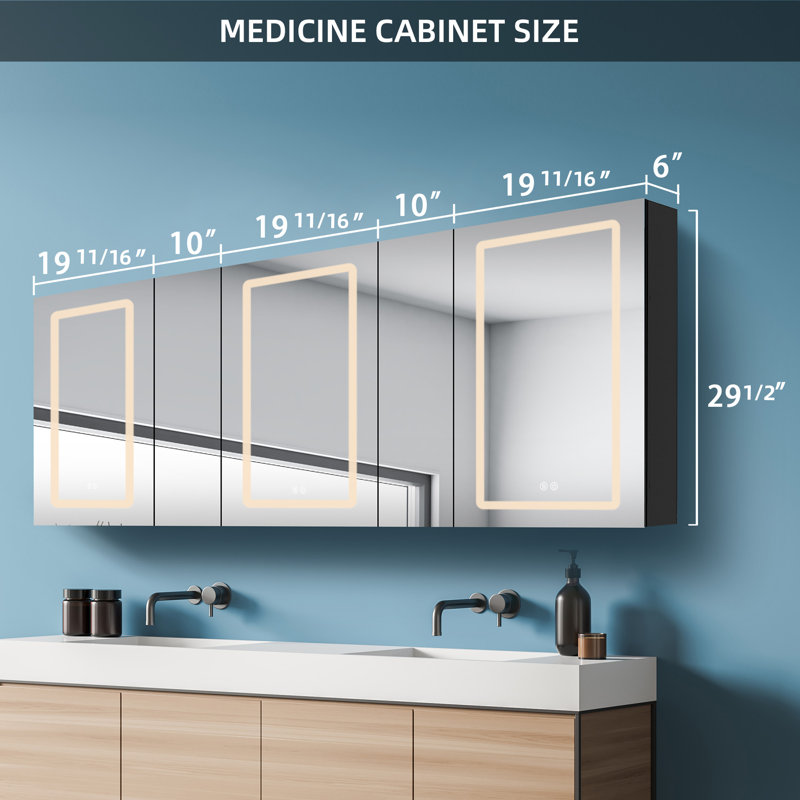 Gradateur de miroir de salle de bain avec éclairage à DEL 80 po Gwanda