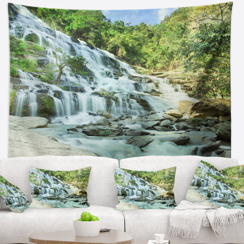 Photographie de paysage maeyar waterfall tapisserie, H 32 po x l 39 po