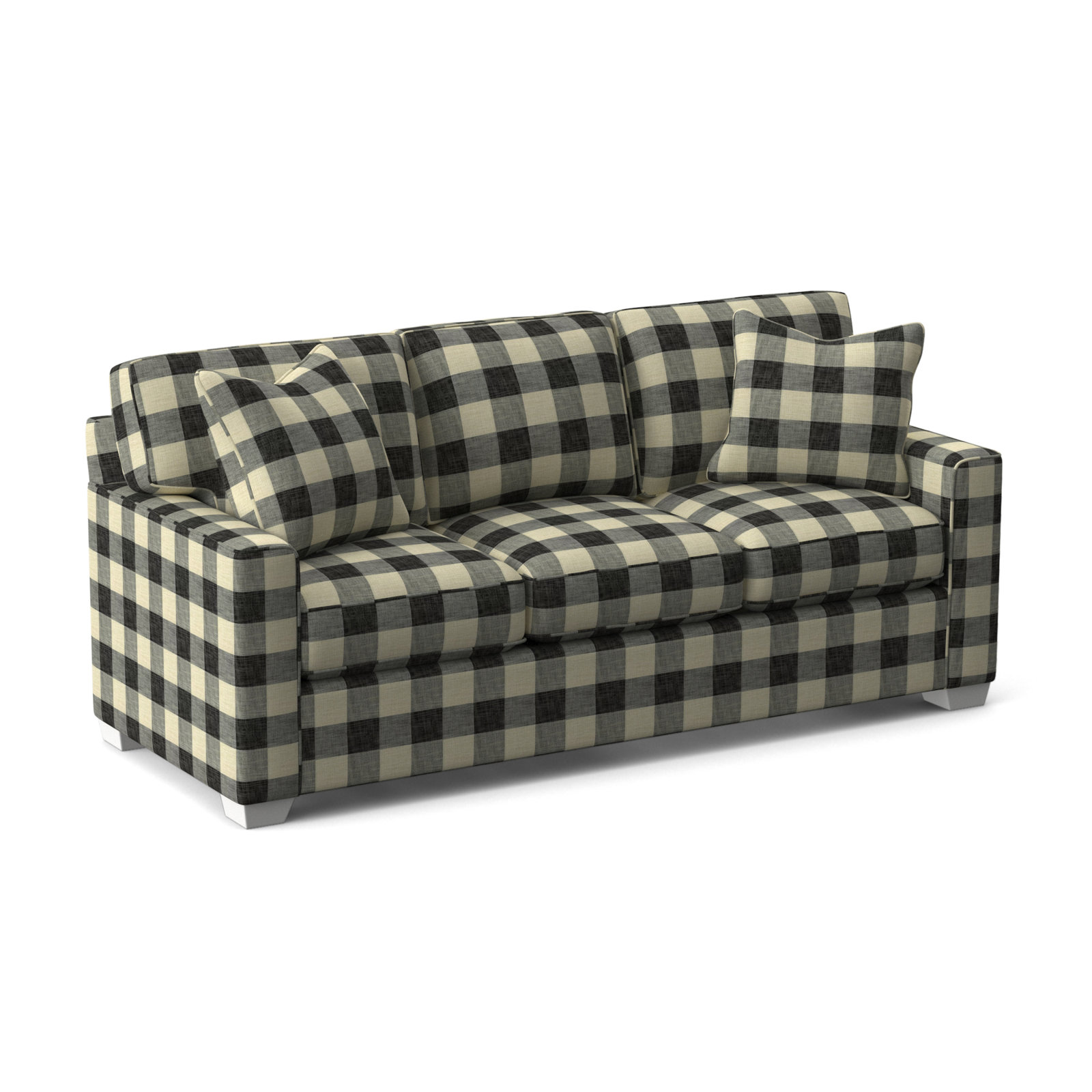 Frye 81'' Upholstered Sofa, Frost White, Black Buffalo Check