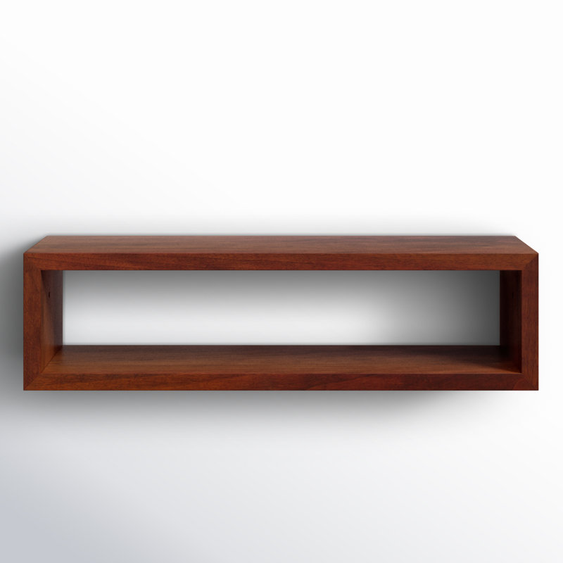 Robin Rectangle Solid Wood Floating Shelf, 8" H x 30" W x 8" D, Walnut Brown