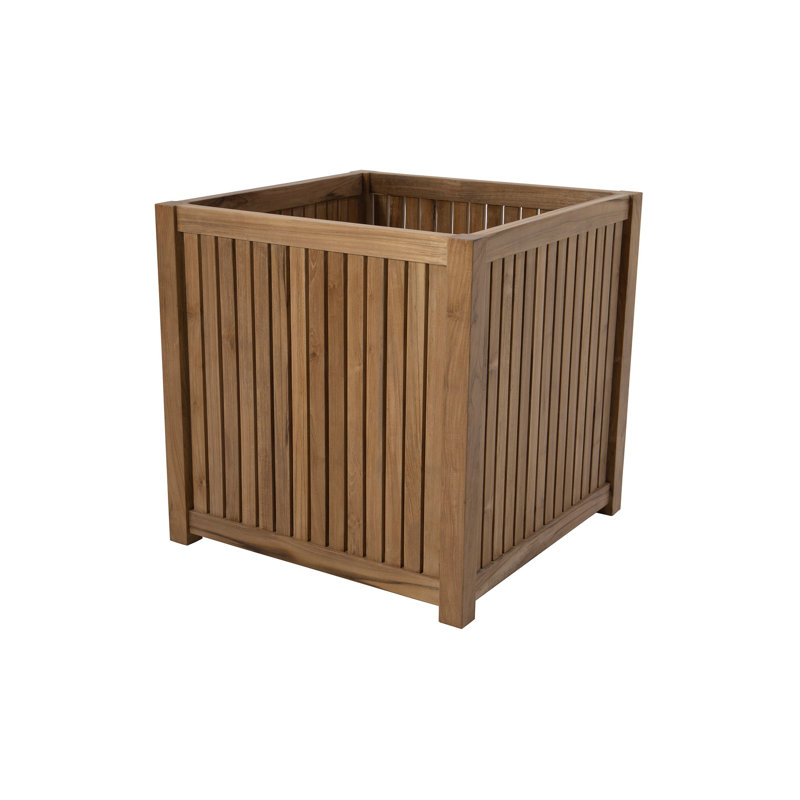 Boîte à fleurs rectangulaire en teck, H 20,5 po x l 18 po x P 18 po