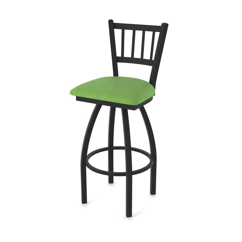 810 Contessa Swivel Stool, Black Wrinkle, Fabric-Graph Parrot, Bar Stool (30" Seat Height)