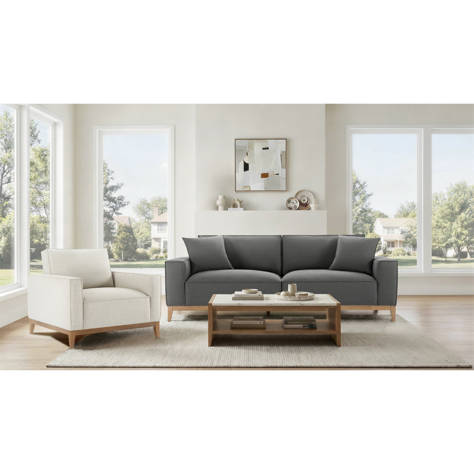 Nicky 2-Piece Linen Living Room Set, Effie Smoke