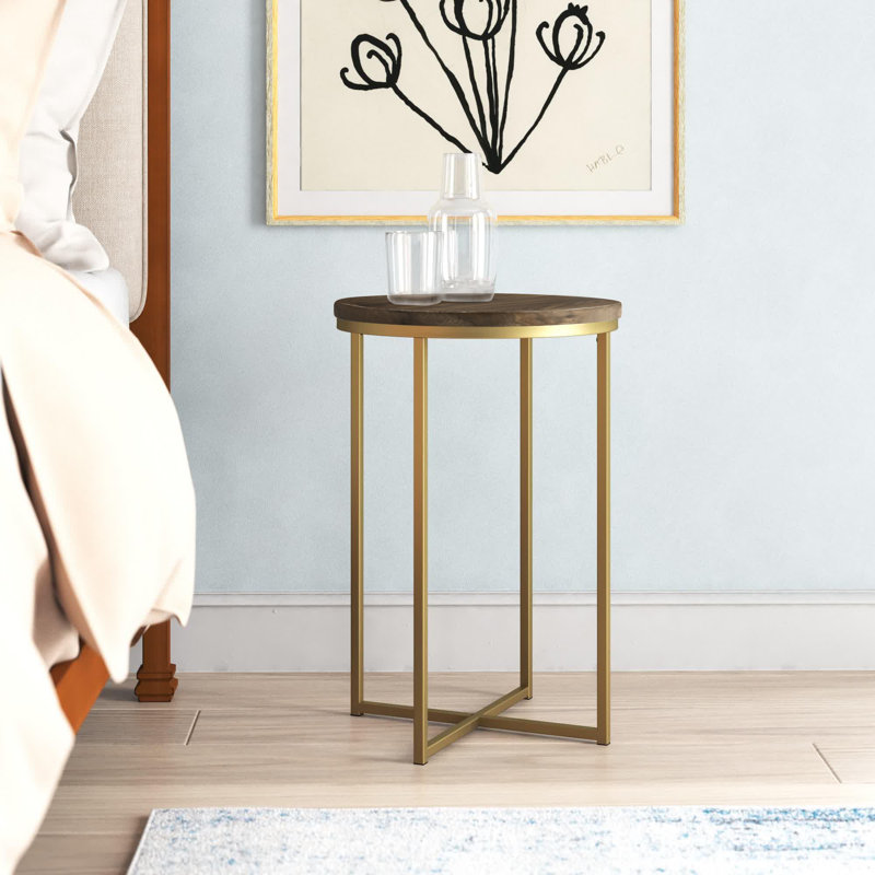 Wasser End Table, Dark Walnut, Gold