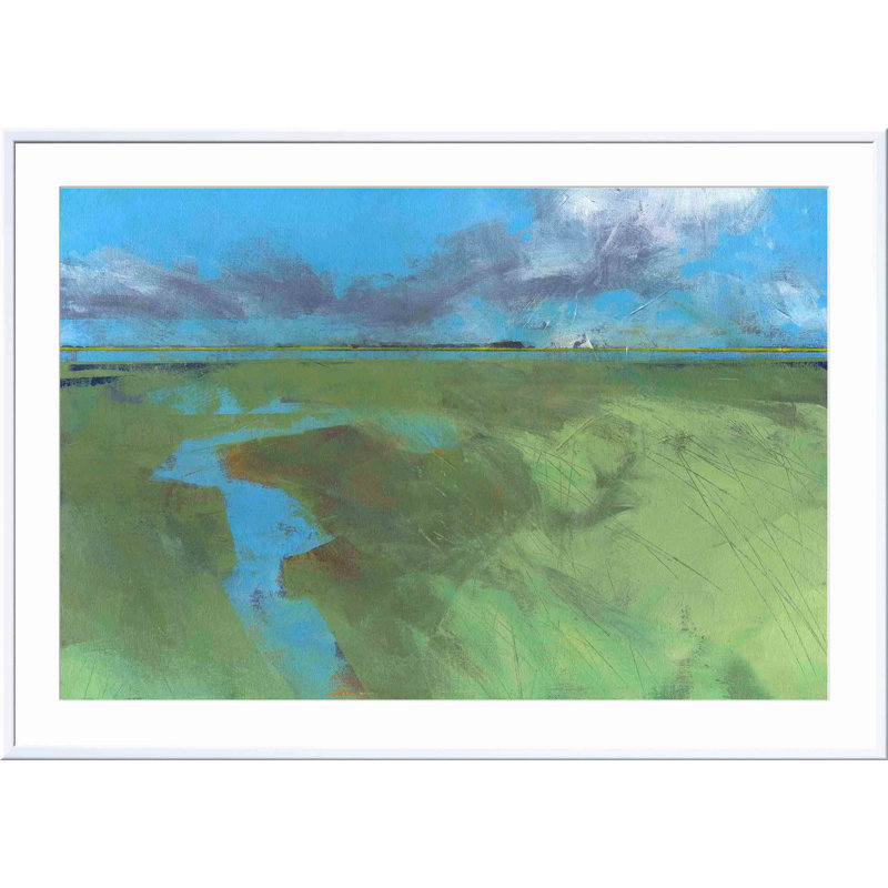«Back Water High Tide» par Paul Bailey - peinture encadrée, H 12 po x l 12 po, Blanc