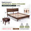 Ensemble de chambre à coucher pour lit très grand 2 pièces - Base de lit plateforme en bois massif d'acacia Aurora et table de chevet assortie, moderne Mid-Century, finition noyer, capacité de 800 lb, rangement, sans sommier, facile à assembler-653452406-653452392