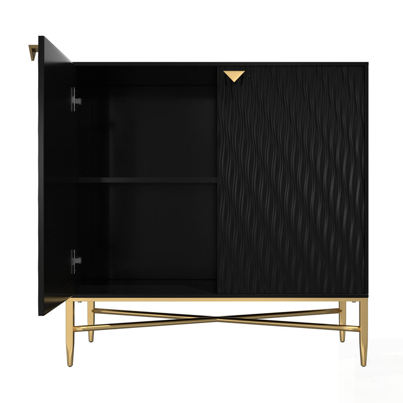 Modern 2-Door Black Accent Cabinet With Adjustable Shelves For Versatile Storage And Stylish Organization In Any Room.