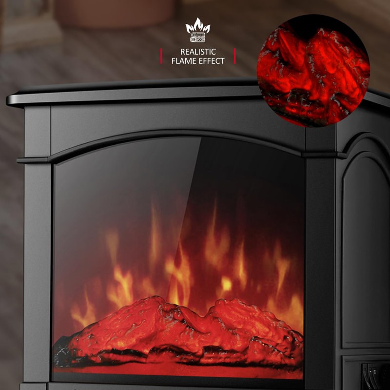 E Cairns 35.2cm W Black Electric Fireplace