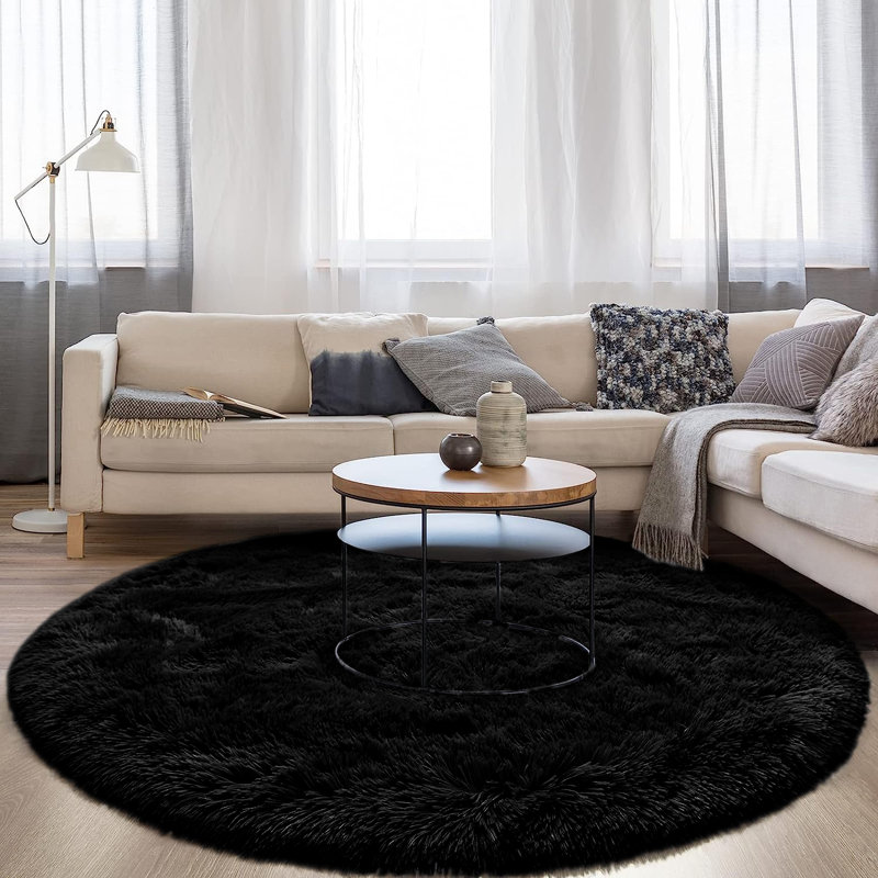 Round Christienne Commercial Use Area Rug with Non-Slip Backing, Round 6'