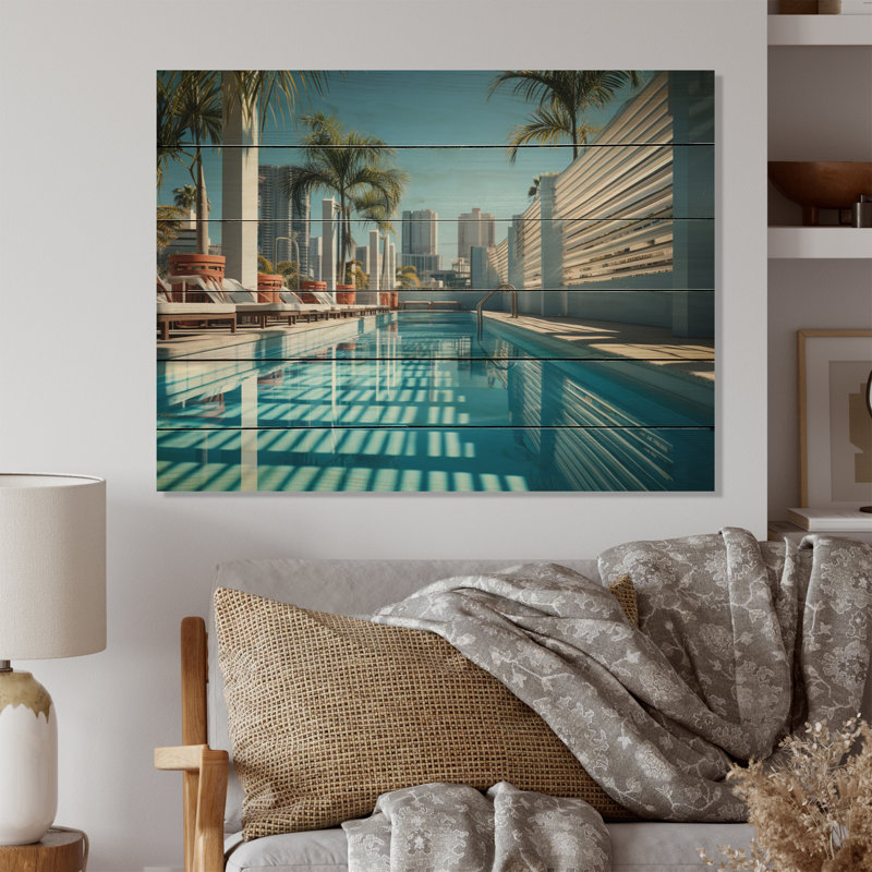 Impression d'ombres sur gratte-ciel turquoise Miami, H 10 po x l 20 po x P 0,78 po