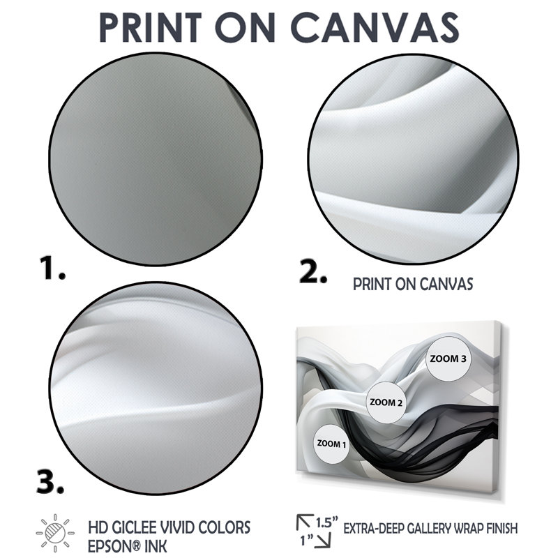 Liquid Streams Monochrome - Waves Wall Art, Wrapped Canvas, 34" H x 44" W x 1.5" D