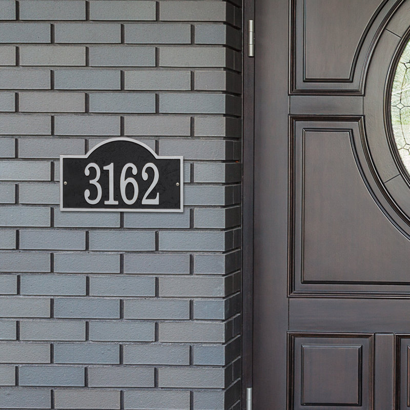 Fast and Easy 1-Line Wall Address Plaque, Yes, Black/Silver