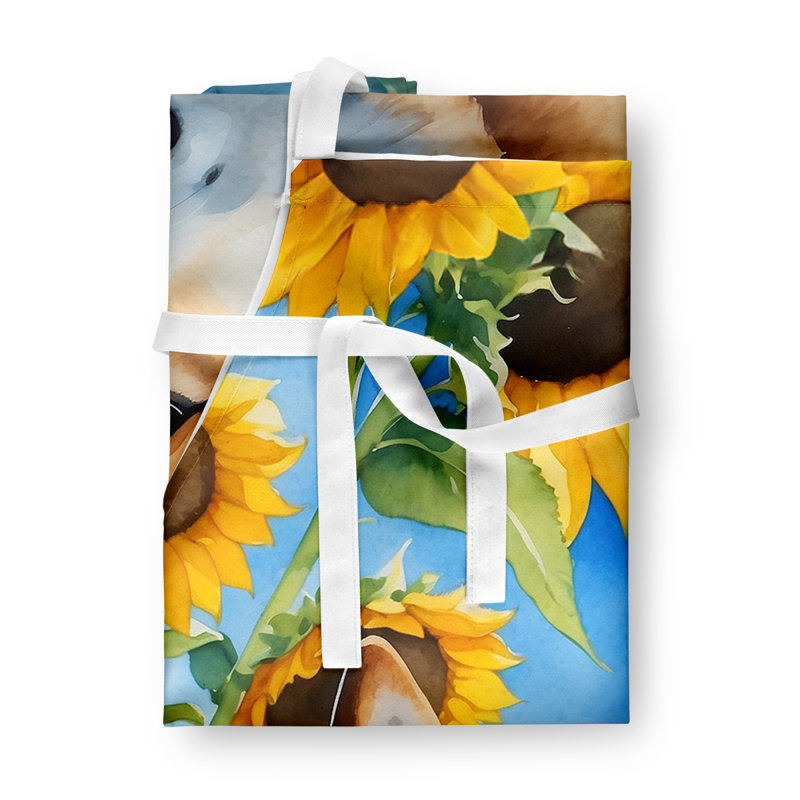 Akita en tablier tournesols