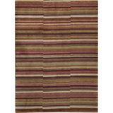 Gabbeh Wool Striped Area Rug in Orange/Dark Brown/Green/Beige