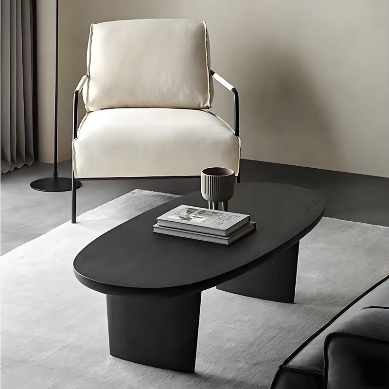 Table basse de style nordique en bois massif., H 13,7 po x L 35,4 po x l 17,7 po, Black
