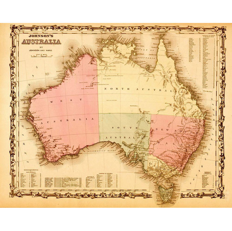 "Breakwater Bay", reproduction de cartes sur toile, "Australie 1862", H 36 po x l 44 po