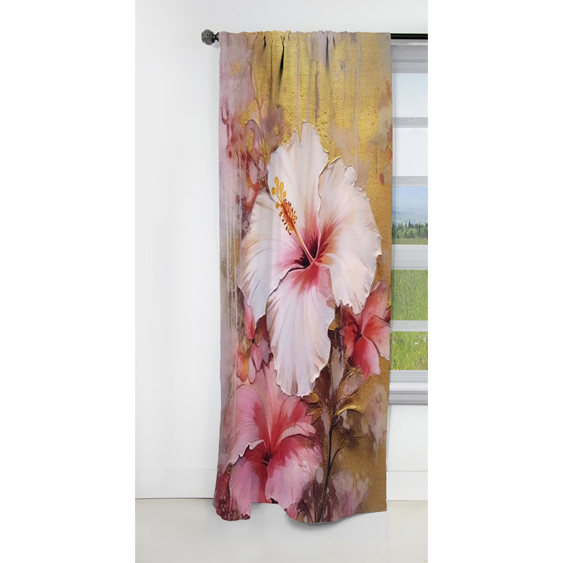 Gadsden - Rideau en hibiscus - Rideau floral occultant en velours - 1 panneau, L 52 po x L 95 po