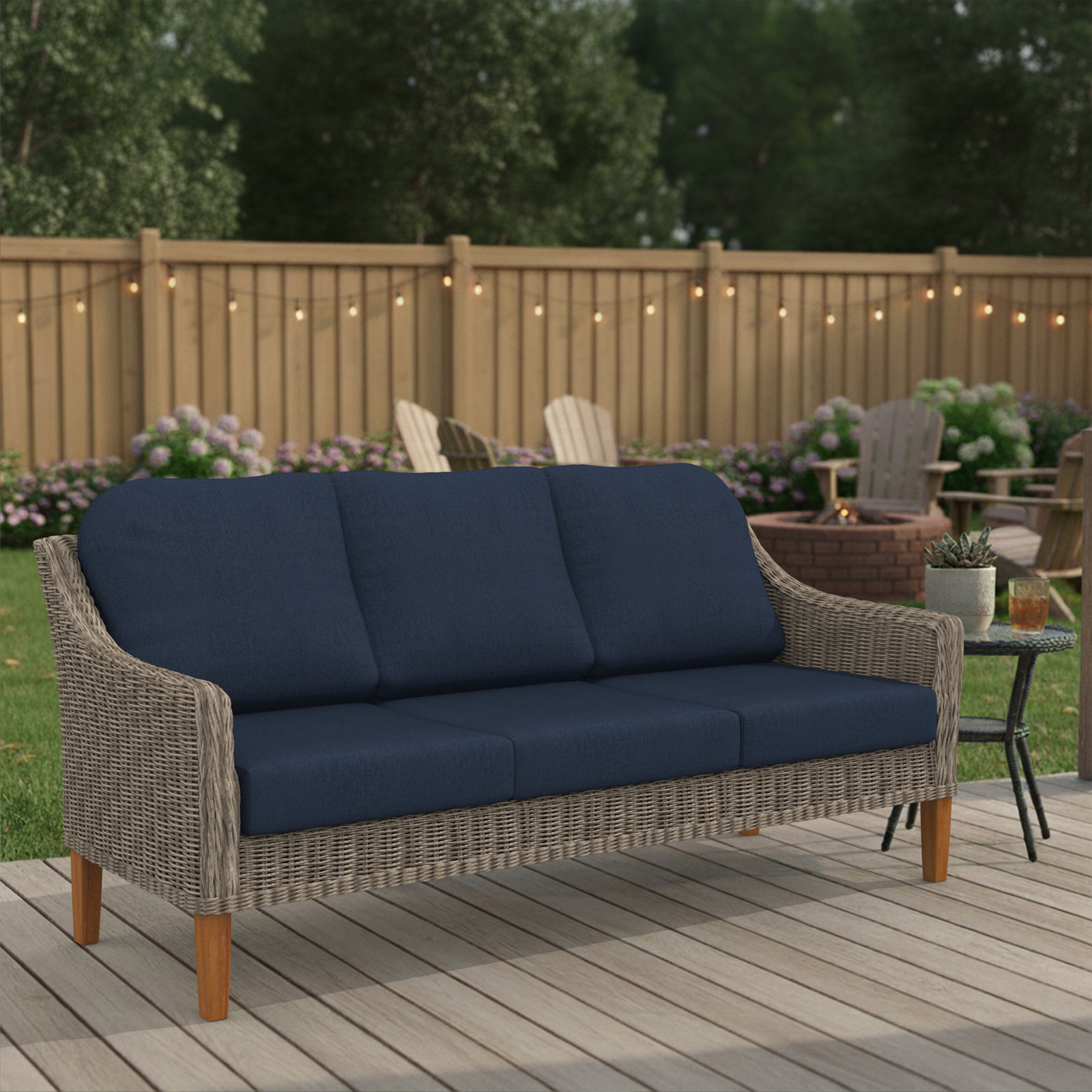 22" Sunbrella® Sofa Seat and Back Cushion, Spectrum Indigo Sunbrella® Plainweave