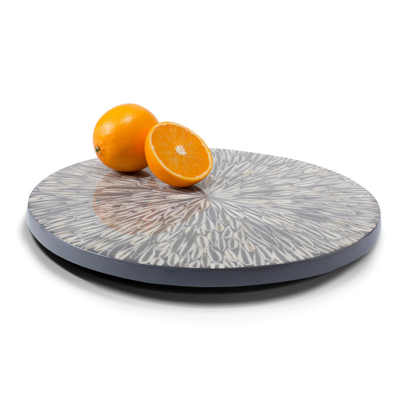 Handmade Decorative Plate, Abstract, Gray/Cream