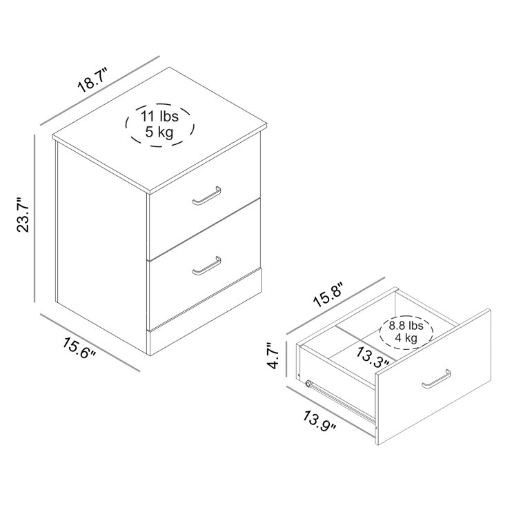Allyannah 23.6" 2-Drawer Nightstand