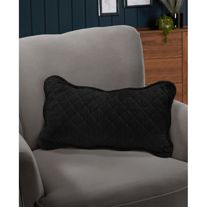 Mundo Geometric Rectangular Lumbar Cushion, Black