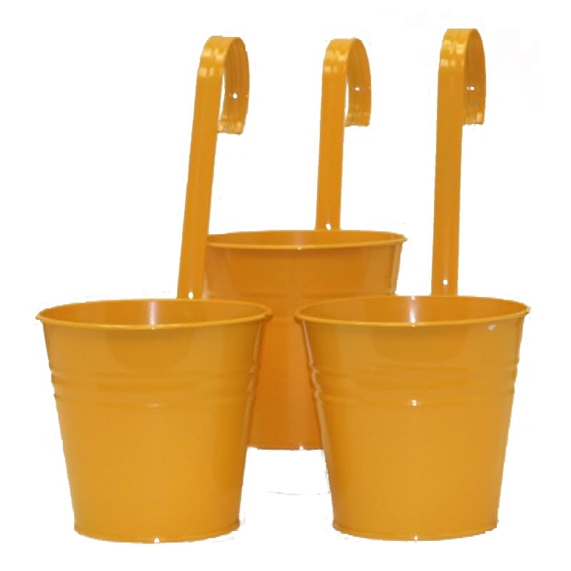 Ensemble de pot à fleurs en métal Aardsma, Jaune, 3