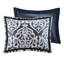 Édredon bleu marine / argent - très grand. 8 pièces avec noyau. Contient 1 édredon, 2 taies décoratives européennes, des coussins décoratifs et une jupe de lit. Tissage texturé pour une chambre à coucher élégante. Bleu marine / argent tout usage À l'intérieur. Comprend un-121228293-121228295
